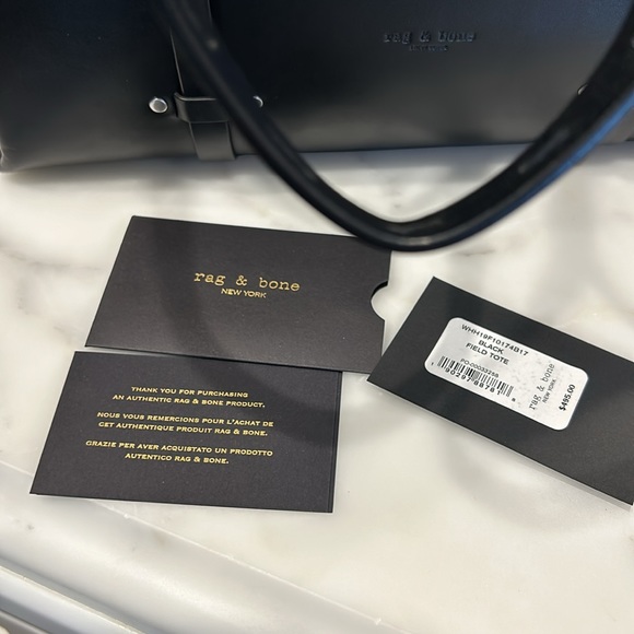 NWT Rag & Bone black leather tote/purse/bag - Picture 8 of 9